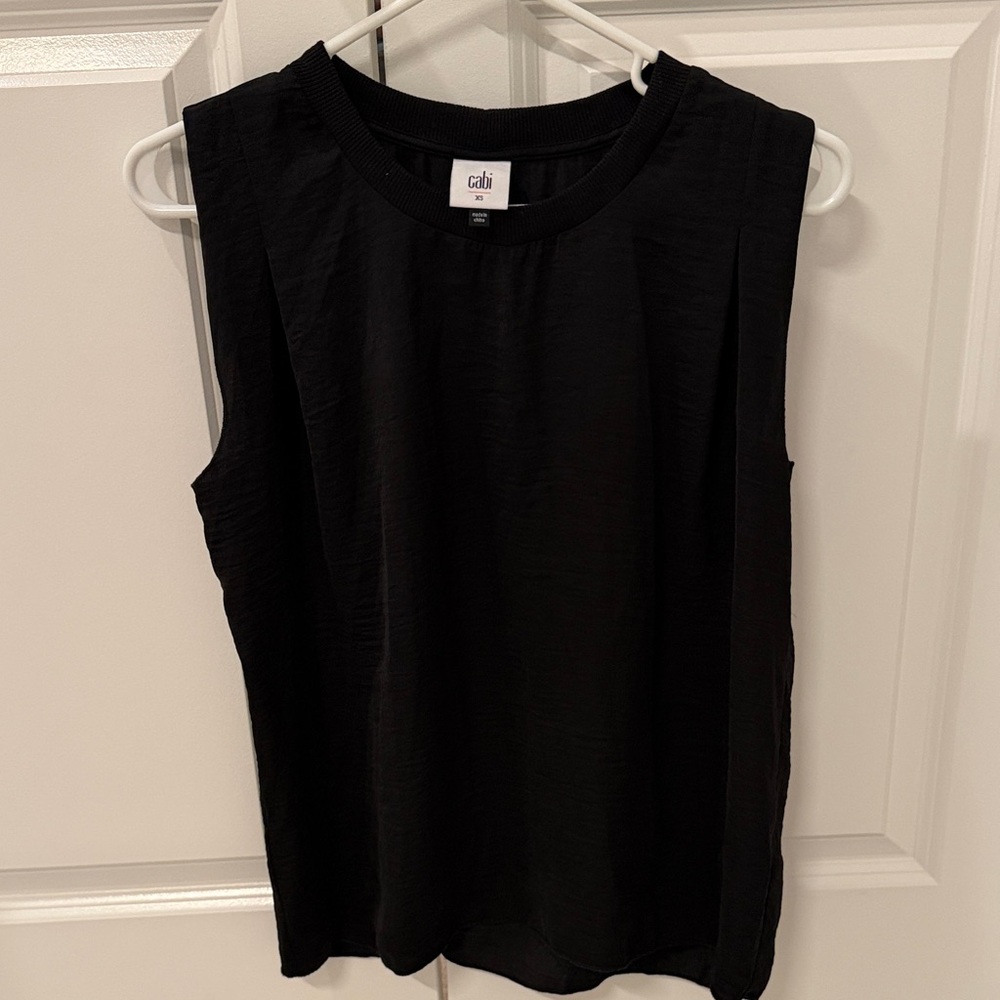 CAbi Black Sleeveless Rib-Trim Crewneck Tank